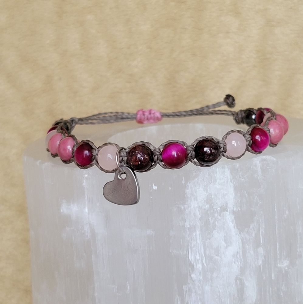 🩷❤️ Rhodonite, tigers eye and rose quartz bracelet - Picture 1 of 5